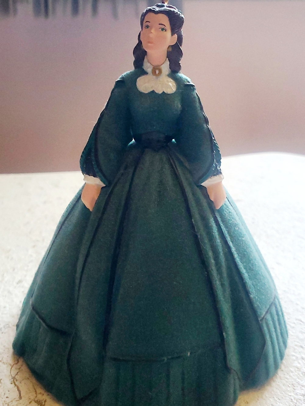 Green Victorian-Style Porcelain Figurine